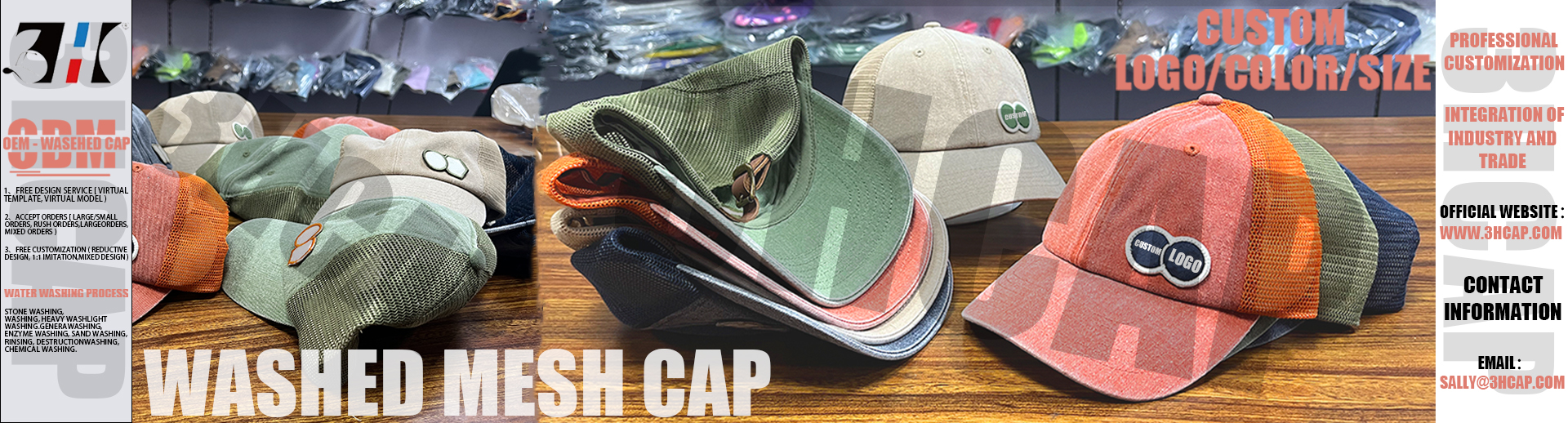 washed mesh cap